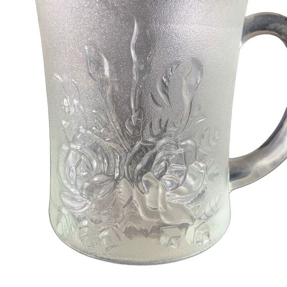 Vintage Pasari Livia Frosted Glass Rose Mug Cup Coffee Tea Classic Style - Picture 8 of 12